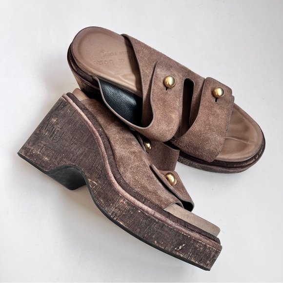 Rag & Bone Boho Sommer Brown Suede Wedge Sandals Size 6.5 - Picture 4 of 12
